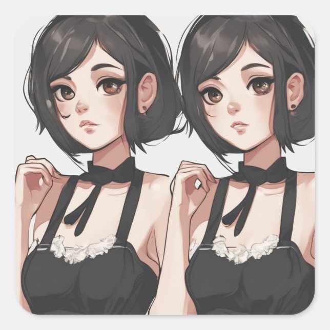 Anime Essence Little Black Dress Sticker -Artistic (Front)