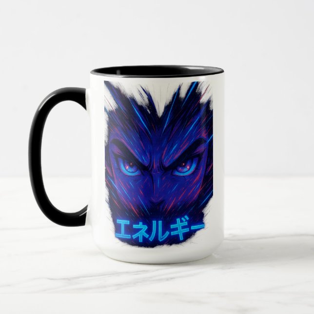 Anime Eyes Power Mug – Neon Manga Style Otaku (Left)