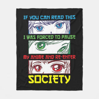 Anime Fan Watching Anime Phrase Fun Anime Lover Fleece Blanket