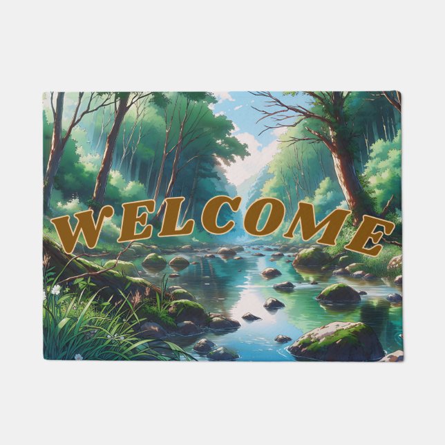 Anime forest landscape graphics doormat (Front)
