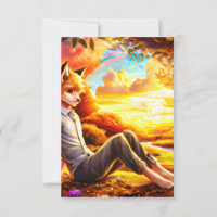 Anime Fox Male in Landscape at Sunset