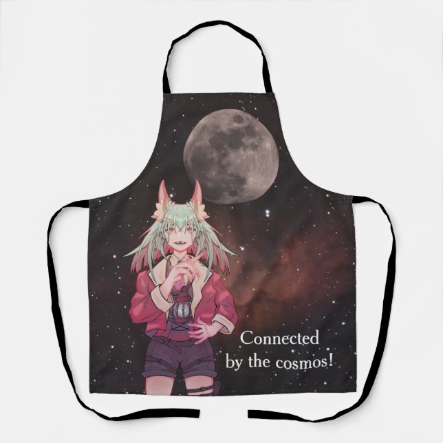Anime, full moon, Nebula  Apron (Front)