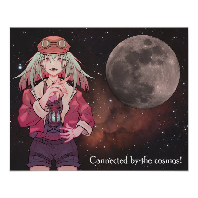 Anime, full moon, Nebula  Poster (Front)