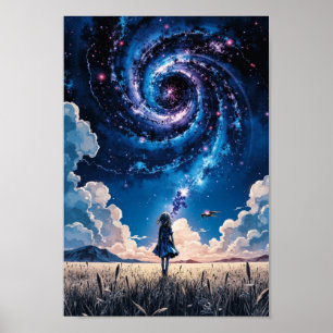Anime Galaxy Night Field Wall Art