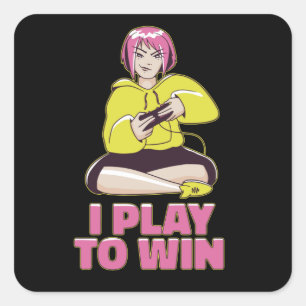 ANIME GAMER GIRL SQUARE STICKER