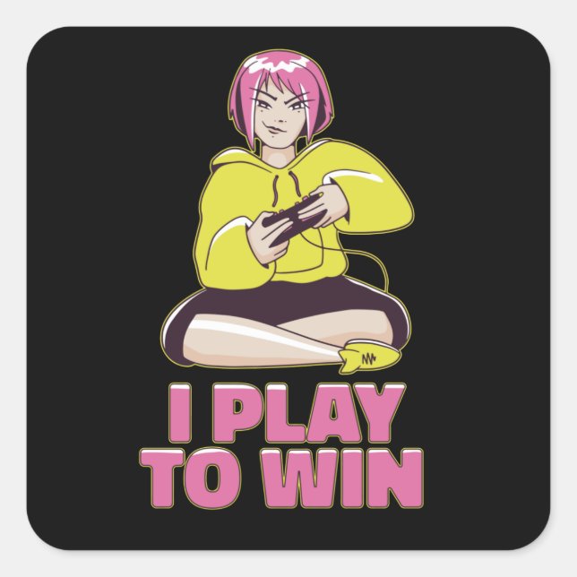 ANIME GAMER GIRL SQUARE STICKER (Front)
