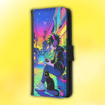 Anime Gamer with Black Cat | Samsung Galaxy S5 Wallet Case<br><div class="desc">Colorful anime gamer sitting with his cat ready for next level gaming. Wallet case.</div>