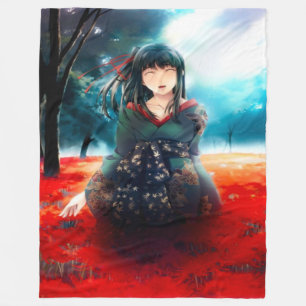 Anime Geisha Girl Airbrush Art Fleece Blanket