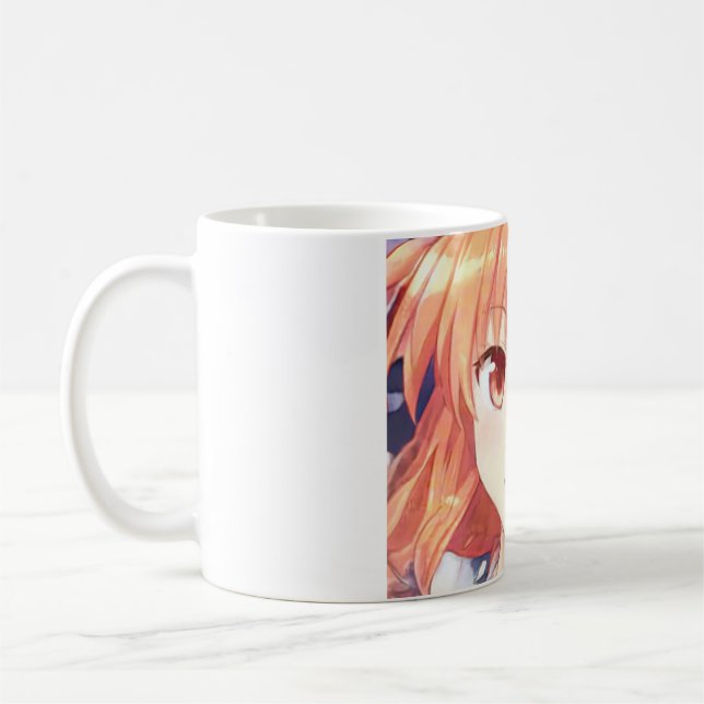 Anime ginger-haired girl plum eyes  coffee mug (Left)