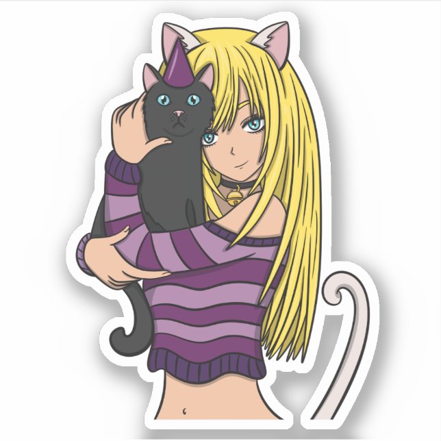 Anime Girl and Cute Cat (Front)