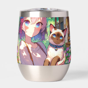 Anime Girl and Siamese Cat Personalized