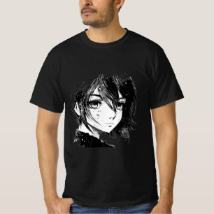 Anime Girl Anime Eyes Ink Art Sketch Drawing for G T-Shirt