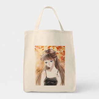 Anime Girl Automne Feuilles d'automne Sac fourre-t