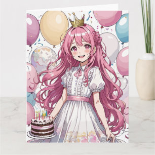 Anime girl birthday card