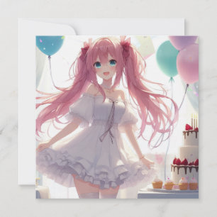 Anime Girl Birthday Invitation
