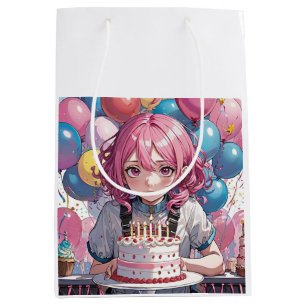 Anime girl birthday medium gift bag