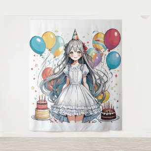 Anime girl Birthday  Tapestry