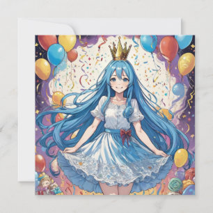 Anime Girl Blue anniversaire Invitation