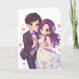 Anime Girl Boy Wedding Couple Holiday Card