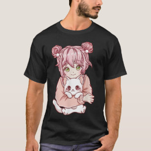 Anime Girl Cat Cats Kawaii  T-Shirt