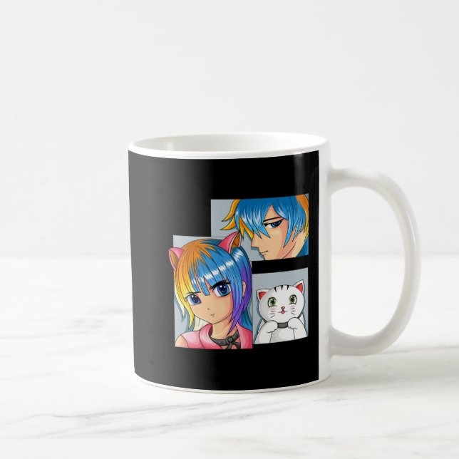 Anime Girl Cat Otaku Anime Merch Kawaii Stuff  Coffee Mug (Right)