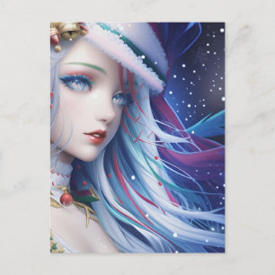 Anime Girl Christmas Holidays Poster Postcard
