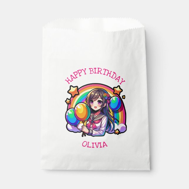 Anime Girl Colourful Pop Art Birthday Personalized Favour Bag (Front)