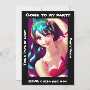 Anime Girl Customizable Party Invitation