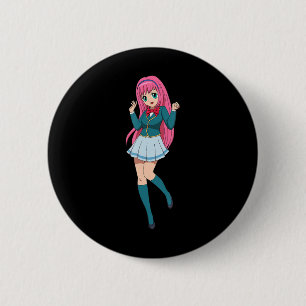 Anime Girl Cute Waifu Japanese Cartoon Character 2 Inch Round Button