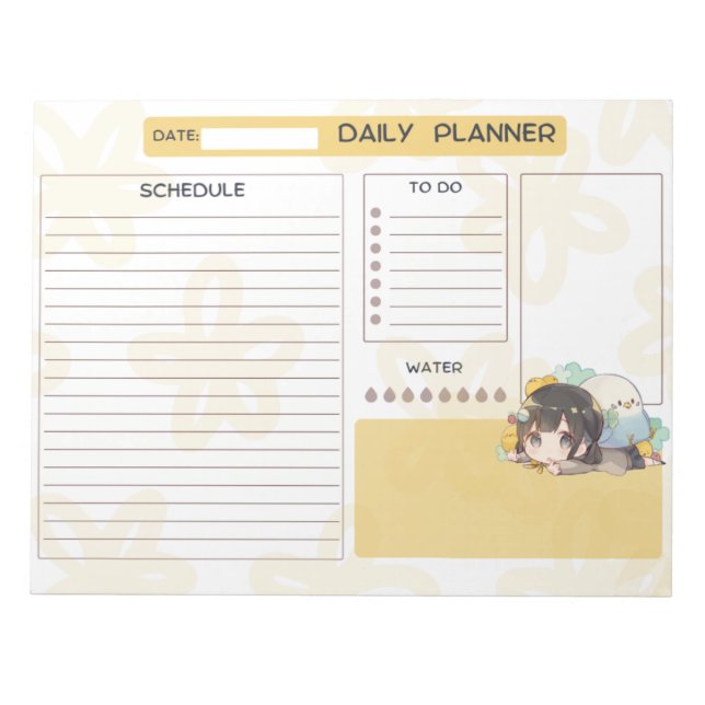 Anime Girl Daily Planner Notepad (Front)