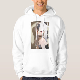 anime girl dress spotlight necklace bow white hair hoodie