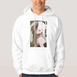 anime girl dress spotlight necklace bow white hair hoodie