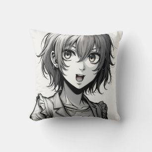 Anime Girl Dynamic Action‑Style Character Design Throw Pillow