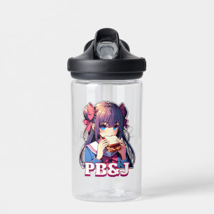 Anime Girl eating a PB&J Sandwich Water Bottle