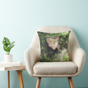 Anime Girl Green Sleep Throw Pillow
