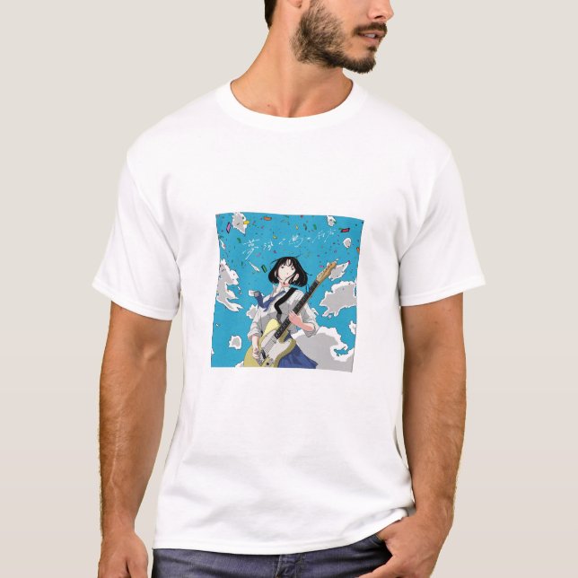Anime Girl Guitarist Celebration T-Shirt (Front)