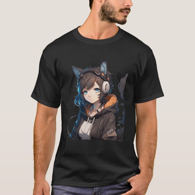 Anime Girl Halloween Costume Otaku Manga Men Women T-Shirt (Front)