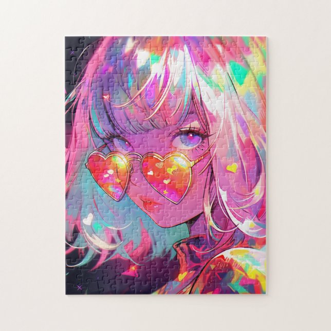 Anime Girl Hearts Jigsaw Puzzle (Vertical)