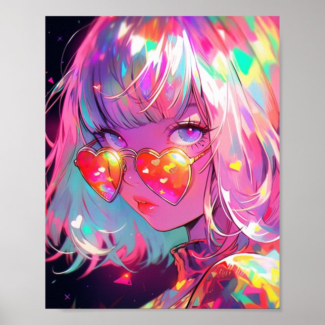 Anime Girl Hearts Poster (Front)