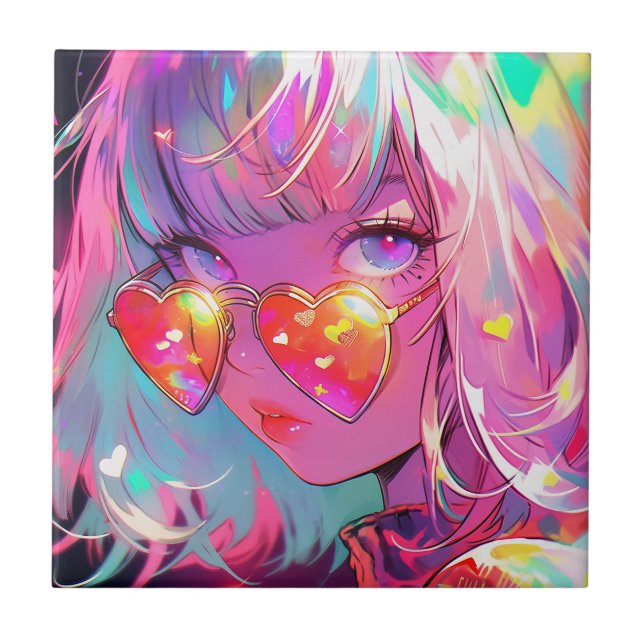 Anime Girl Hearts Tile (Front)