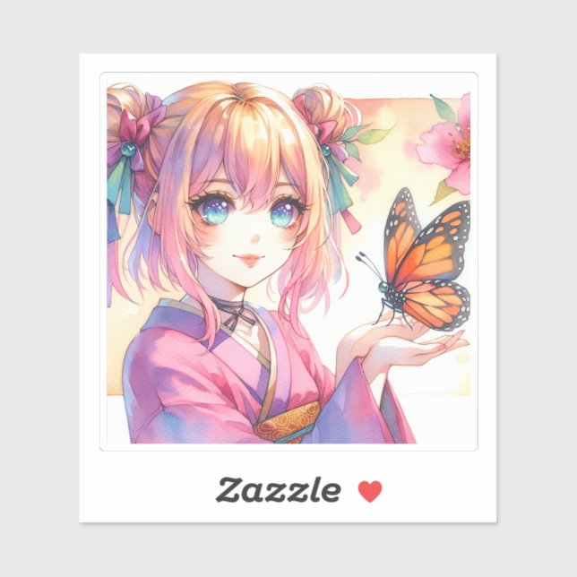 Anime Girl Holding a Butterfly (Sheet)