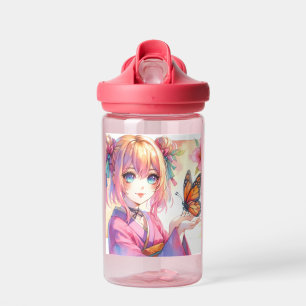 Anime Girl Holding a Butterfly Personalized Water Bottle