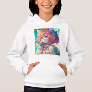 Anime Girl Holding an Adorable Kitten
