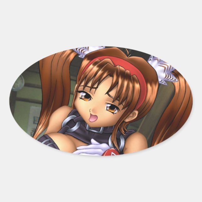 Anime Girl - Honey Oval Sticker (Front)