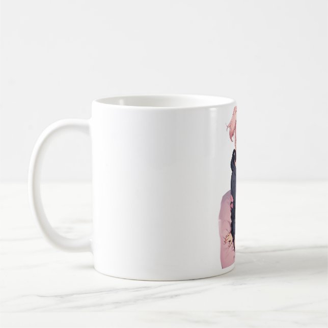 anime girl in a kitty hoodie coffee mug (Left)