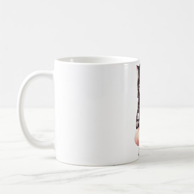 anime girl in a kitty hoodie coffee mug (Left)
