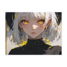 Anime girl in black outfit, postcrossing