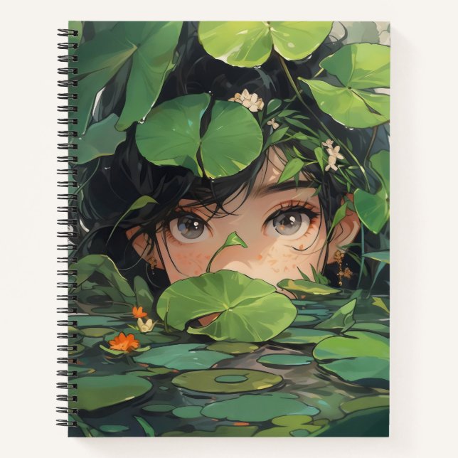 Anime Girl in Pond Notebook (Front)