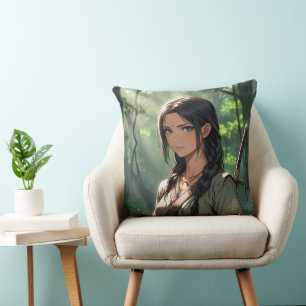 Anime Girl Jungle Booktoker Tribe Gift book lover Throw Pillow