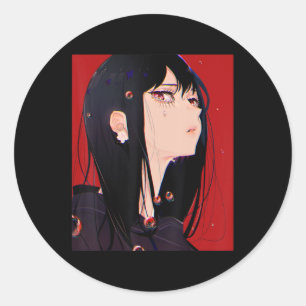 Anime Girl Kawaii Waifu Aesthetic Japanese Manga O Classic Round Sticker